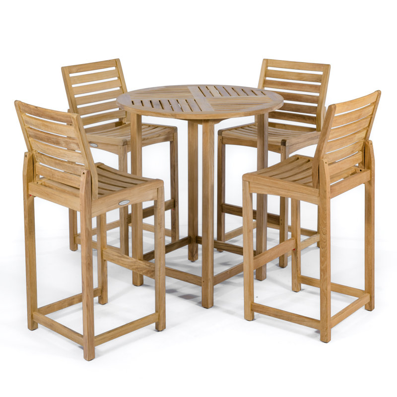 Somerset Side Barstool 5pc Teak Bar Set