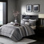 Courtepointe 6 pièces - Gris / taupe réversible double / grand coussins brodés et plissés literie lavable à la machine