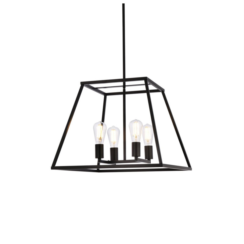 Lustre linéaire à 4 lumières Gloriajean, Noir, H 15,7 po x l 20 po x P 20 po