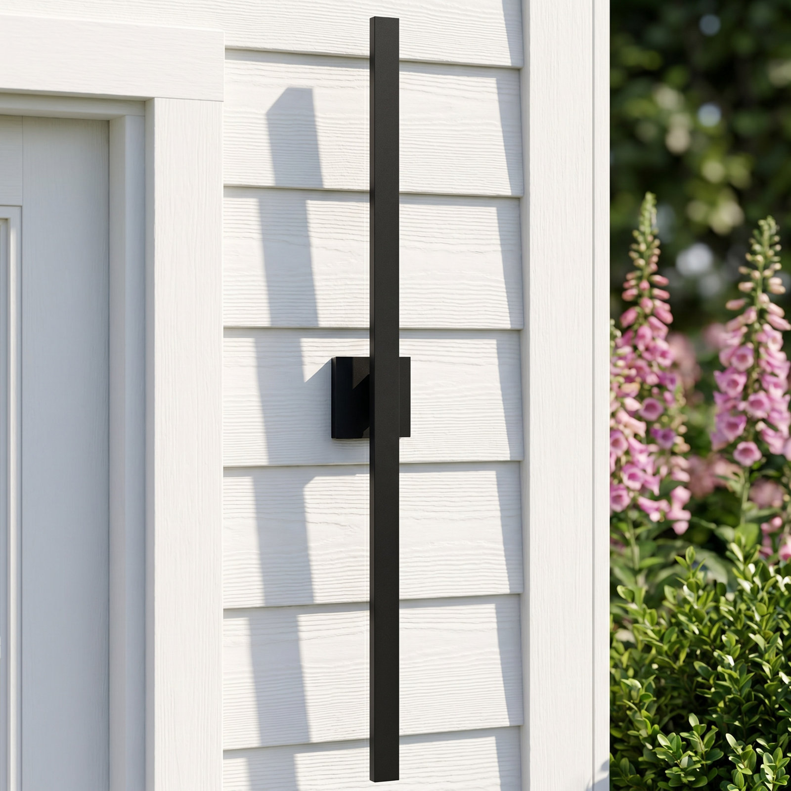 Black Dimmable LED Outdoor Wall Lantern Sconce With Frosted Glass, 39.4" Height