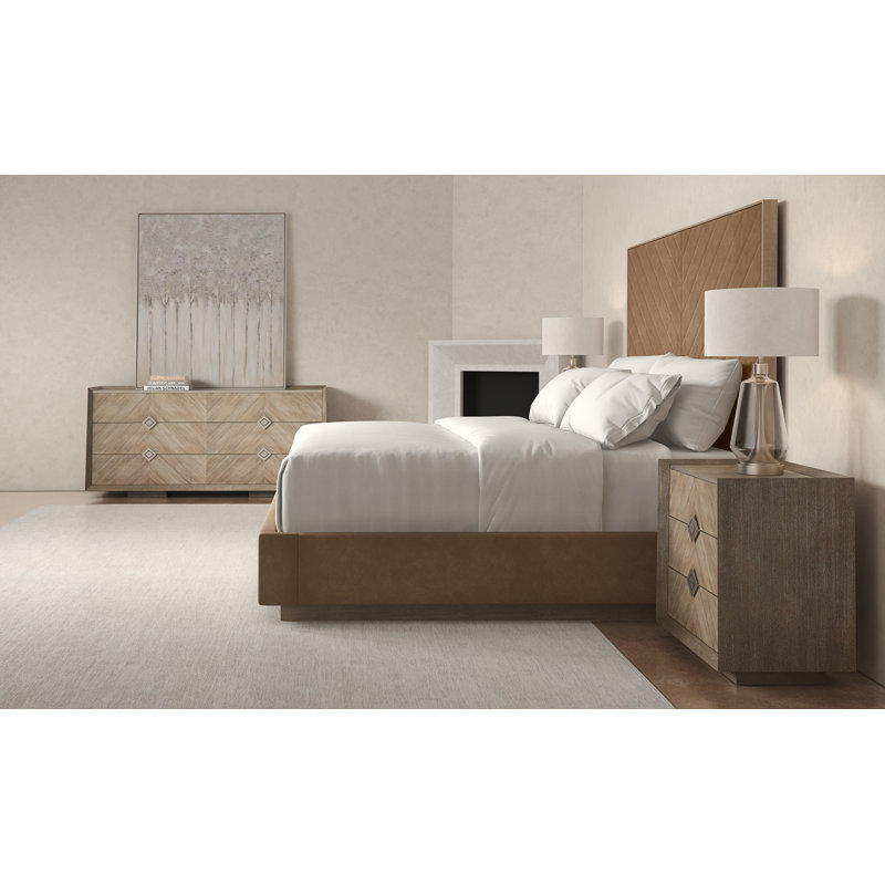 Meet U In The Middle Upholstered Bed, King, Brown