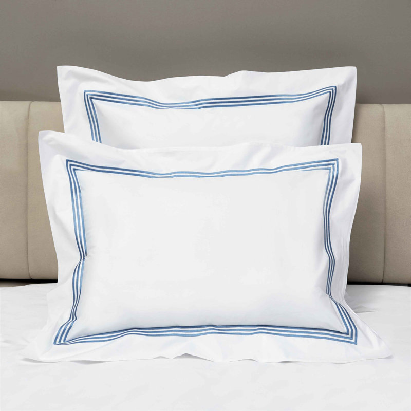 Platinum Sham, White/Air Force Blue, King Sham
