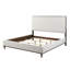 Grand lit moderne gris avec structure confortable et revêtement en tissu de pin