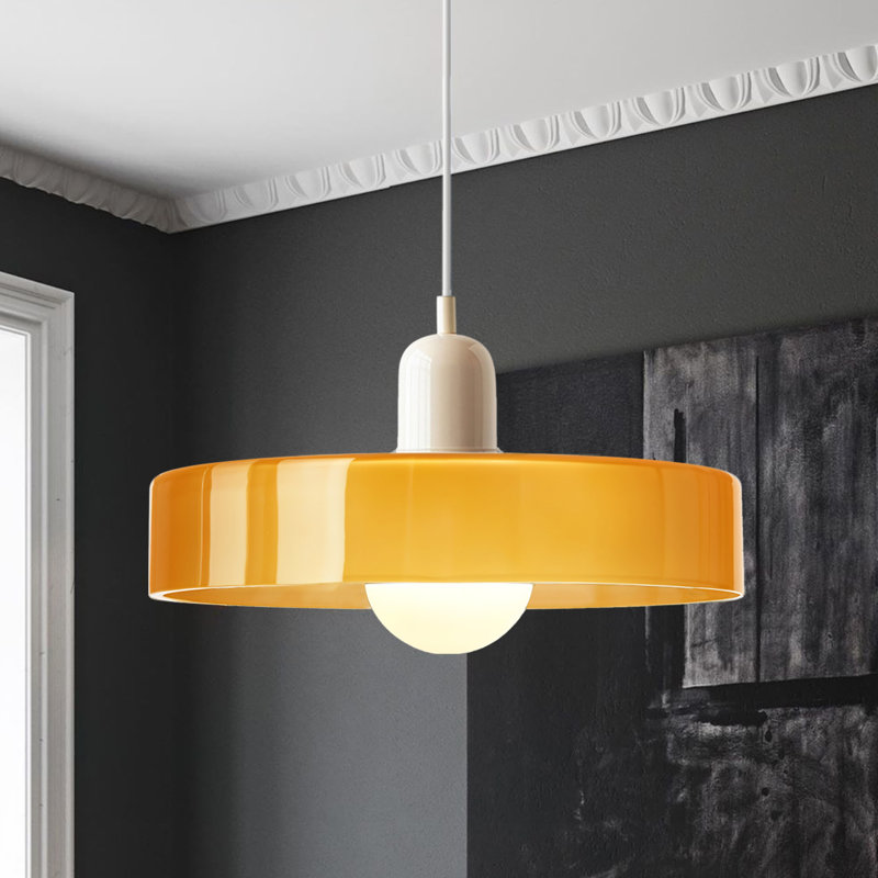 Luminaire suspendu 0 lumière, Orange, Blanc, H 8,66 po x l 13,78 po x P 13,78 po