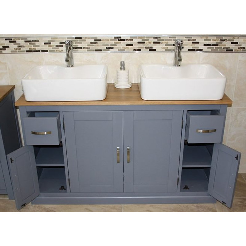 Solid Beech 1230mm Free-standing Double Vanity