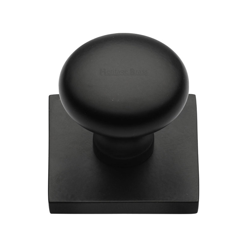 Heritage Brass Cabinet Knob Victorian Round Design with Square Backplate