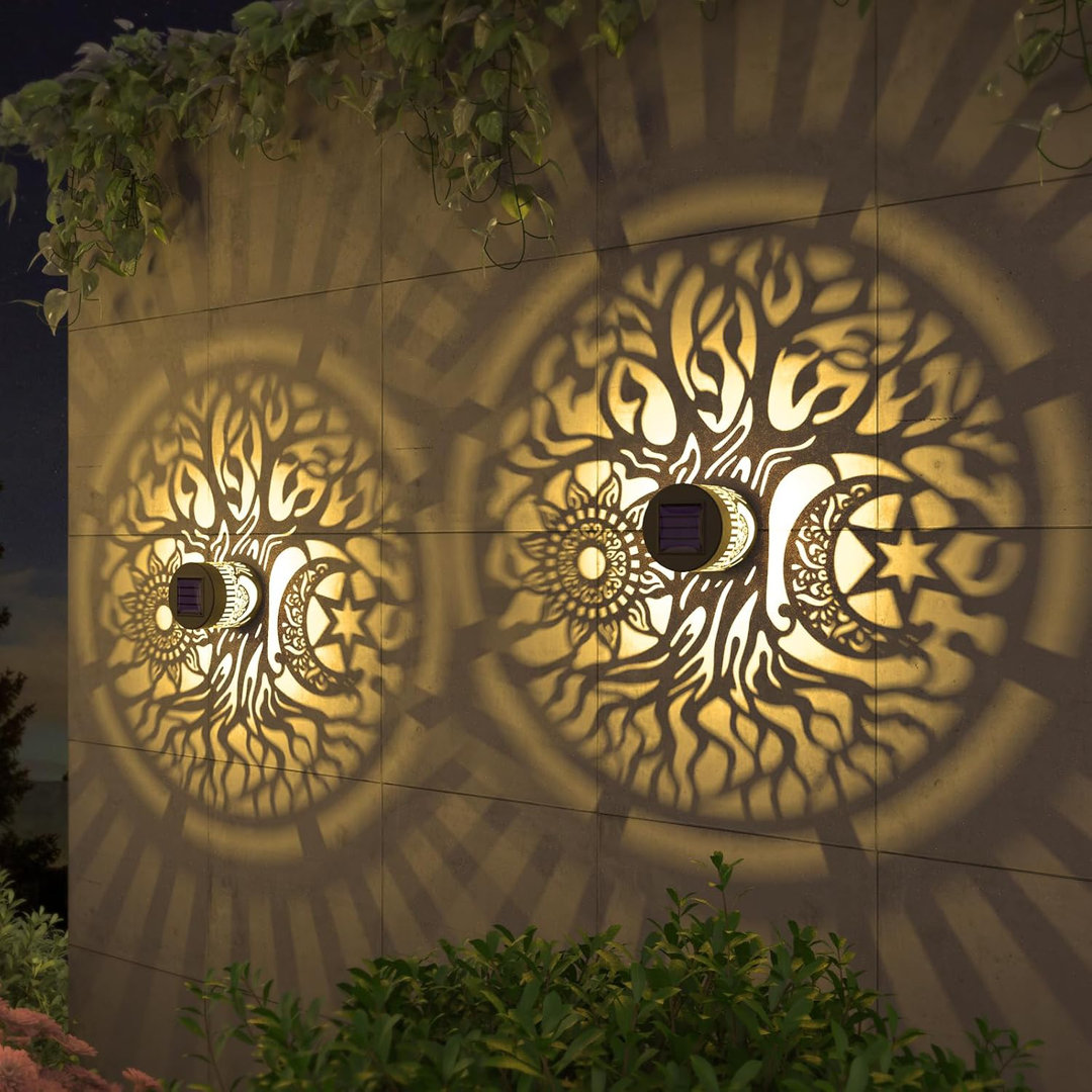 2 Pack Solar Fence Lights Solar Outdoor Wall Lights Metal Solar Powered Deck Step Lights EKQ