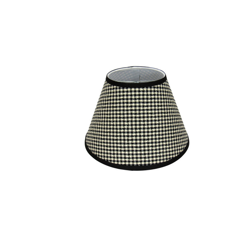Abat-jour en tissu écossais noir à pince, H 8,5 po x l 12 po x P 12 po