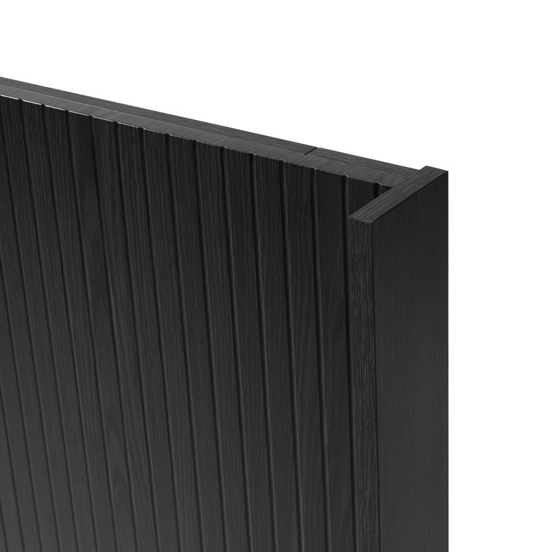 Wood Headboard Wingback Boho Headboards, Black Woodgrain, King