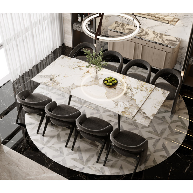 Table de salle à manger rectangulaire extensible en pierre frittée, de 160 cm à 240 cm, pour 6 à 8 personnes, idéale pour la salle à manger et la cuisine.