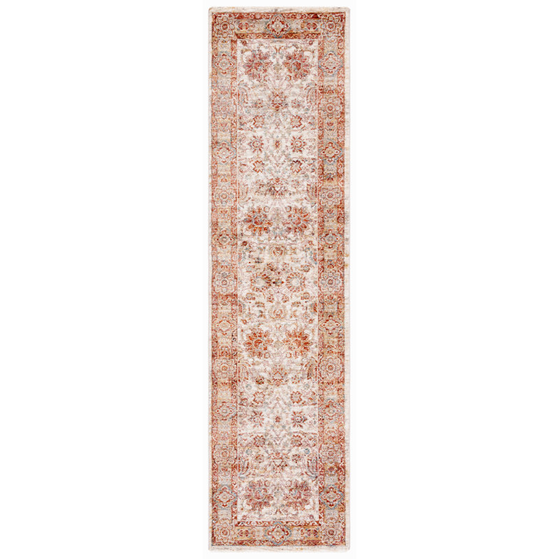 Tapis oriental ivoire / rouille, Tapis de couloir 2 pi x 8 pi