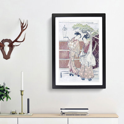 Reizei Carrying a Teshoku by Koryusai Isoda - Picture Frame Painting Print
