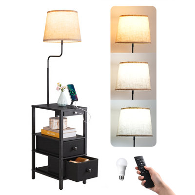 58'' Dimmable Tray Table Floor Lamp with USB & Remote Control