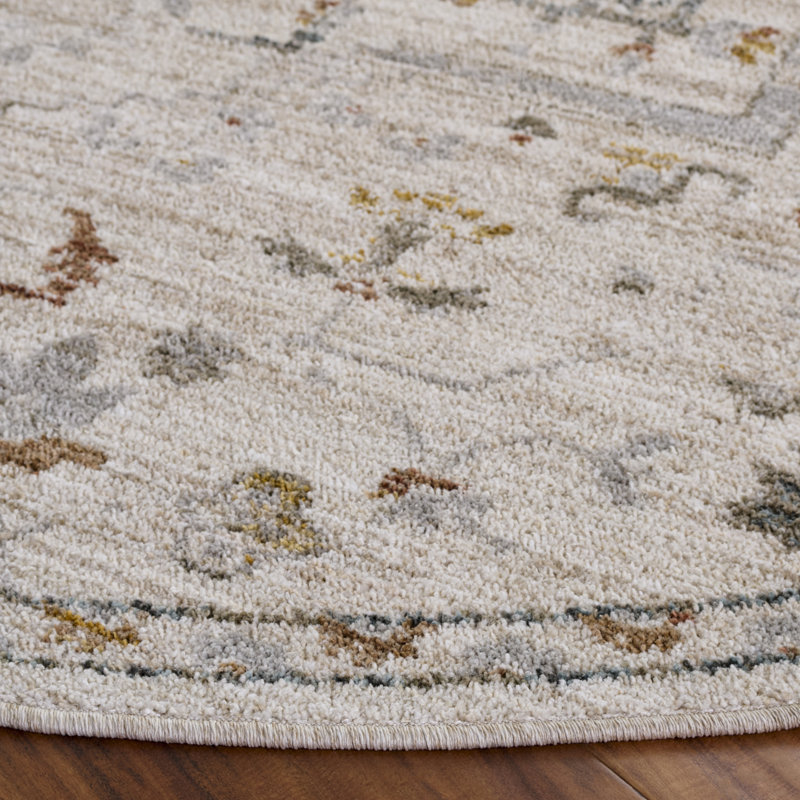 Vintage Rosewood 500 Performance Floral; Vintage Look Indoor Rug, Round 6'3"