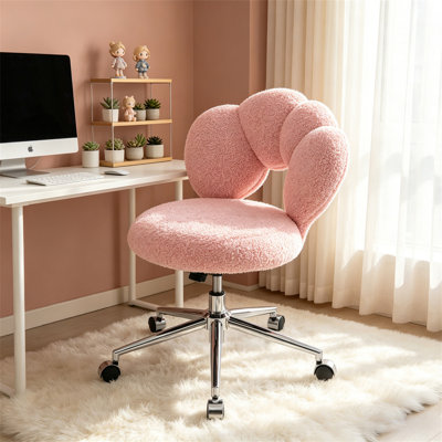 360°Swivel Height Adjustable,Swivel Chair,Teddy Fabric,Home Office Chair