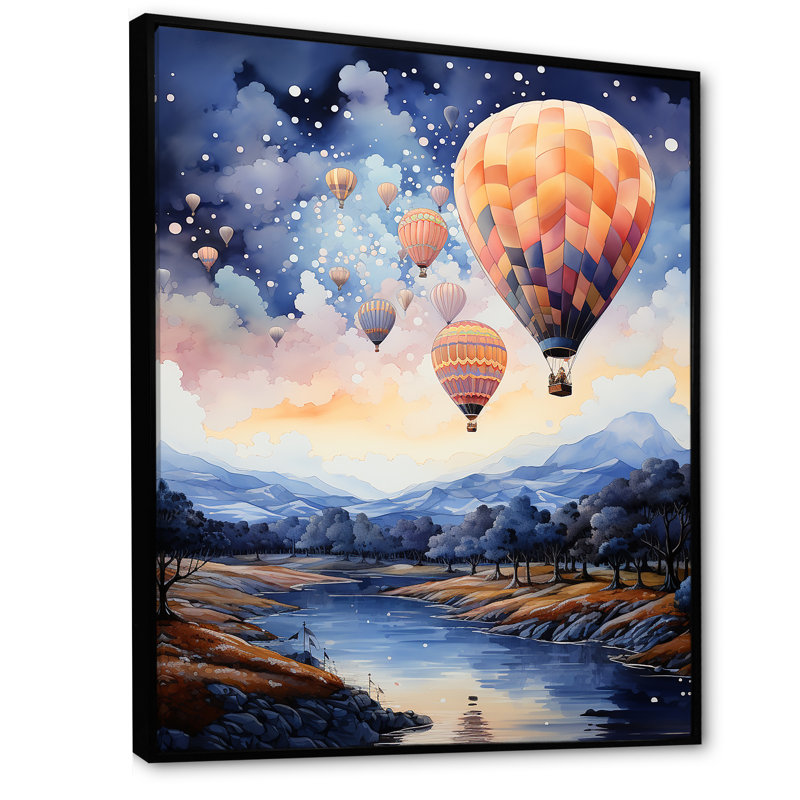 Vol en montgolfière fantastique haute aventure II, Cadre flottant noir, H 44 po x l 34 po x P 1,5 po