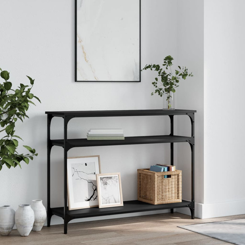 Console en bois d'ingénierie et en métal, H 29,5 po x l 29,5 po x P 8,9 po, Chêne sonoma