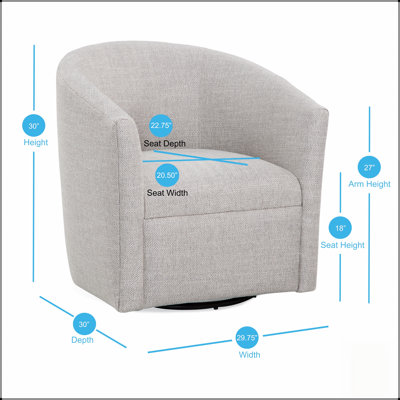 Fauteuil pivotant Lainey Sea Oat avec rotation à 360 degrés, confortable et élégant pour les salons et les chambres à coucher