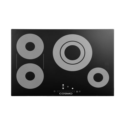 Cosmo 30 po Plaque de cuisson électrique en vitrocéramique avec 4 éléments, élément triple zone en noir