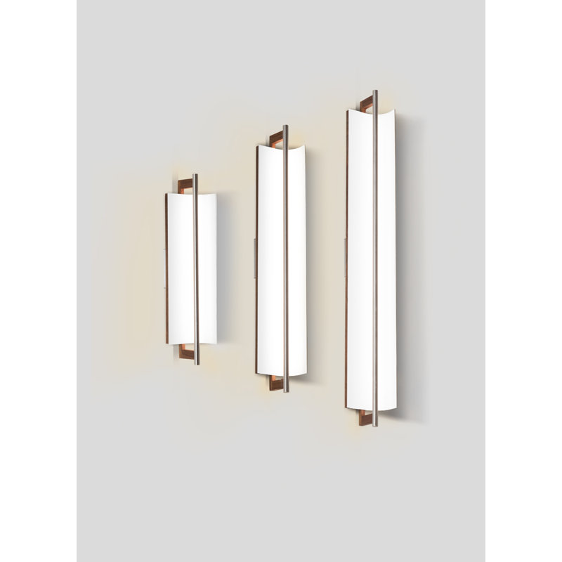 Allavo 40" Dimmable LED Bath Sconce, 2700K - 120V AC, Textured White, Walnut
