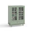 Buffet minimaliste vert menthe avec portes en verre et tiroir, rangement polyvalent pour le salon et la salle à manger