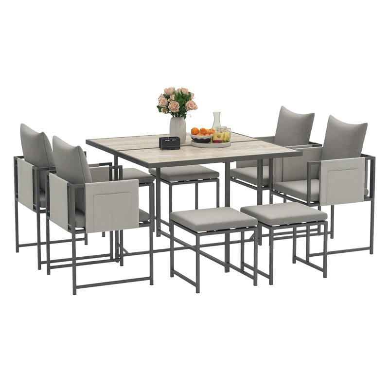 Steel Patio Dining Set Table,