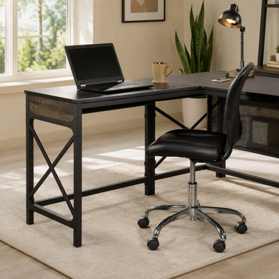Bureau de retour 36 po avec espace de travail élargi, finition brune