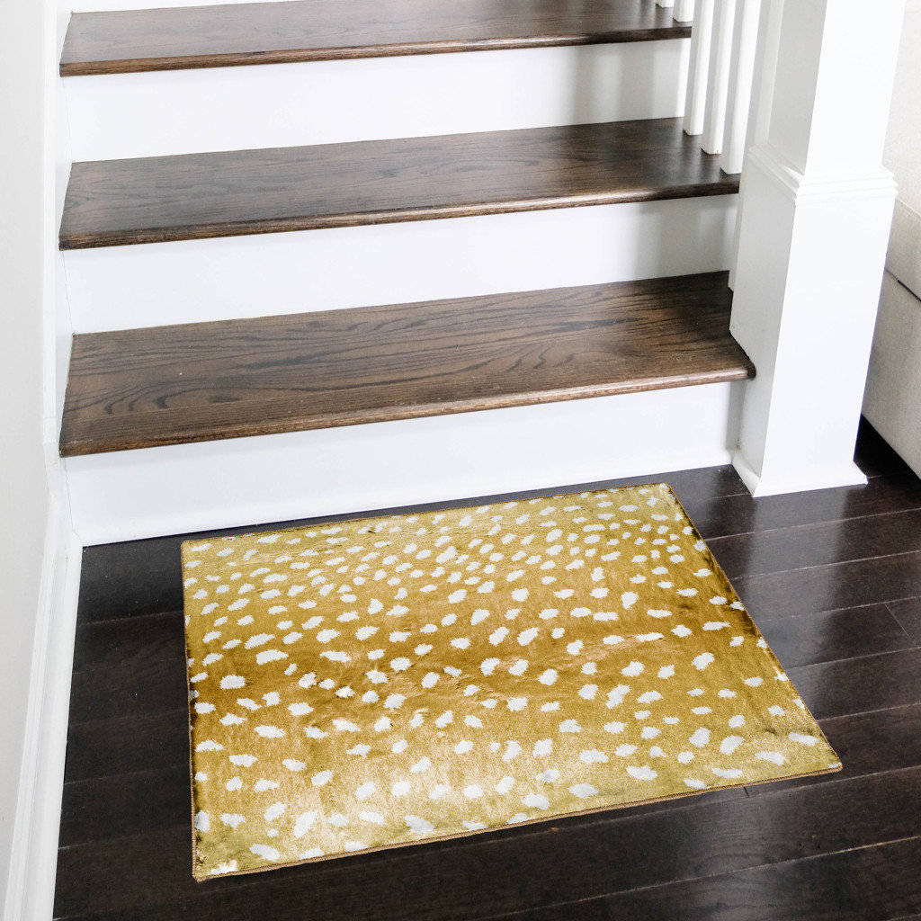 Mercer41 2' X 3' Gold Gazelle Print Shag Handmade Non Skid Area Rug ...