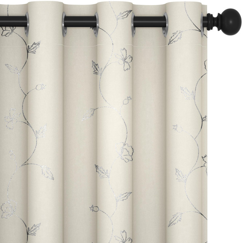 Room Darkening Curtain Panel Pair, 52" W x 63" L, Beige
