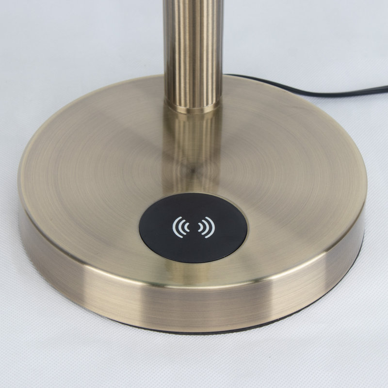 Glass Bankers Desk Lamp with Wireless Charger, 2 USB Charging Port, Vintage Desk Lamp with Pull Chain Switch, Retro Table Lamps for Home Office, Piano, Library (bulb  included)