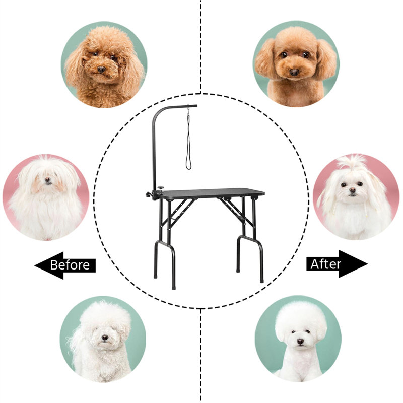 60.2'' H x 32'' W x 19.5'' D Foldable Dog Folding Grooming Table, Black