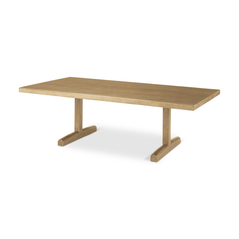 Table basse à double piédestal en bois massif naturel Normant