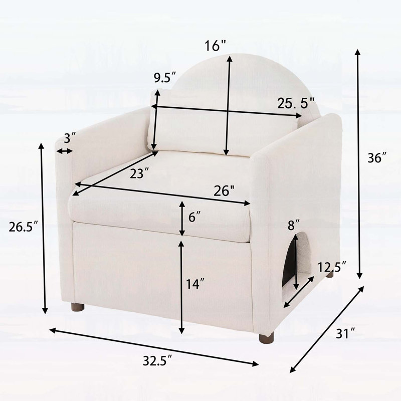 Chaise d'appoint pour animaux de compagnie avec coin caché, Beige
