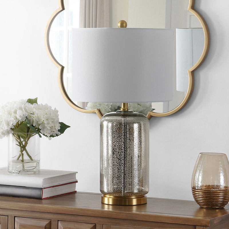 Glass Table Lamp, Silver