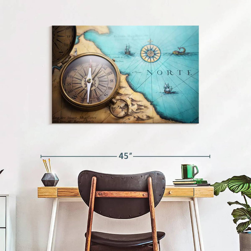 Antique style compass Aletra, H 26 po x l 39 po