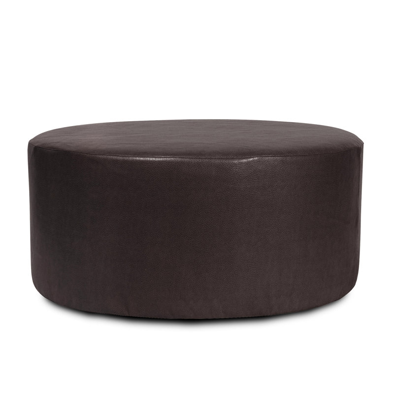 Florio Faux Leather Ottoman, Black