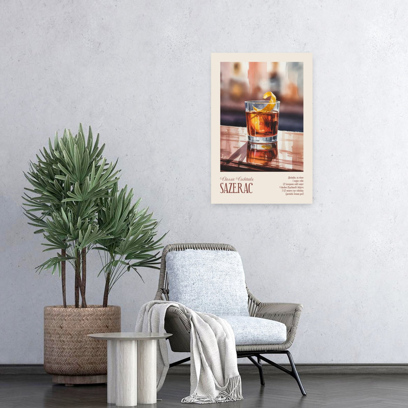 Art mural rétro classique classique Sazerac, H 24 po x l 16 po