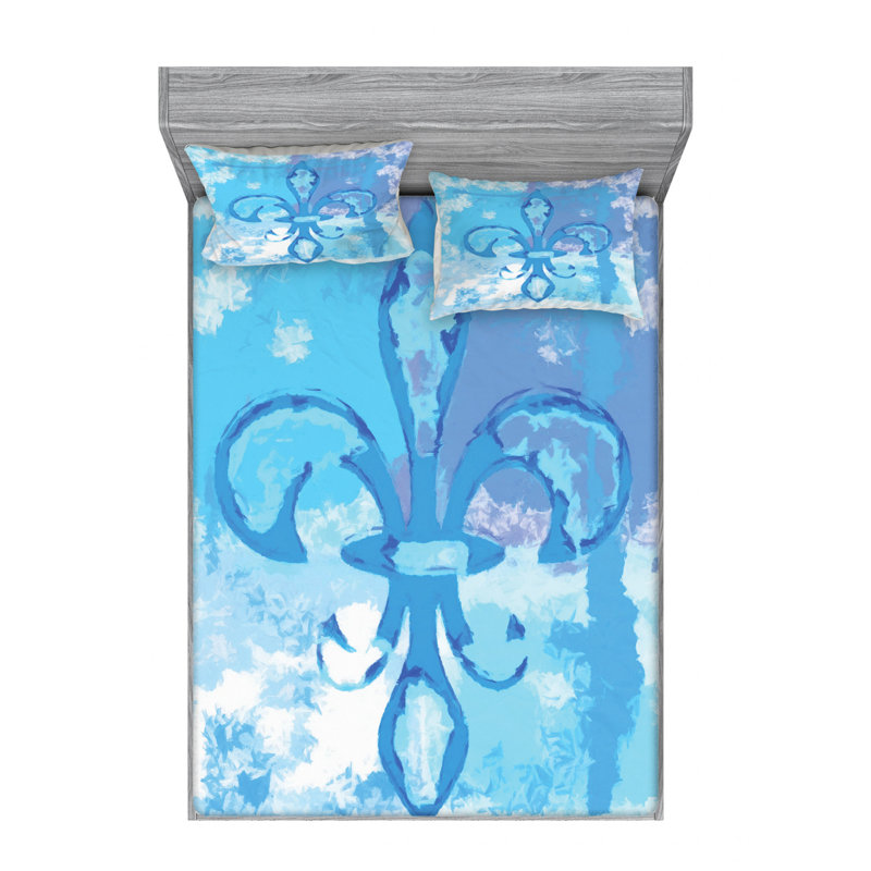Fleur De Lis Microfiber Sheet Set, Queen Sheet Set + Fitted Sheet + 2 Pillowcases