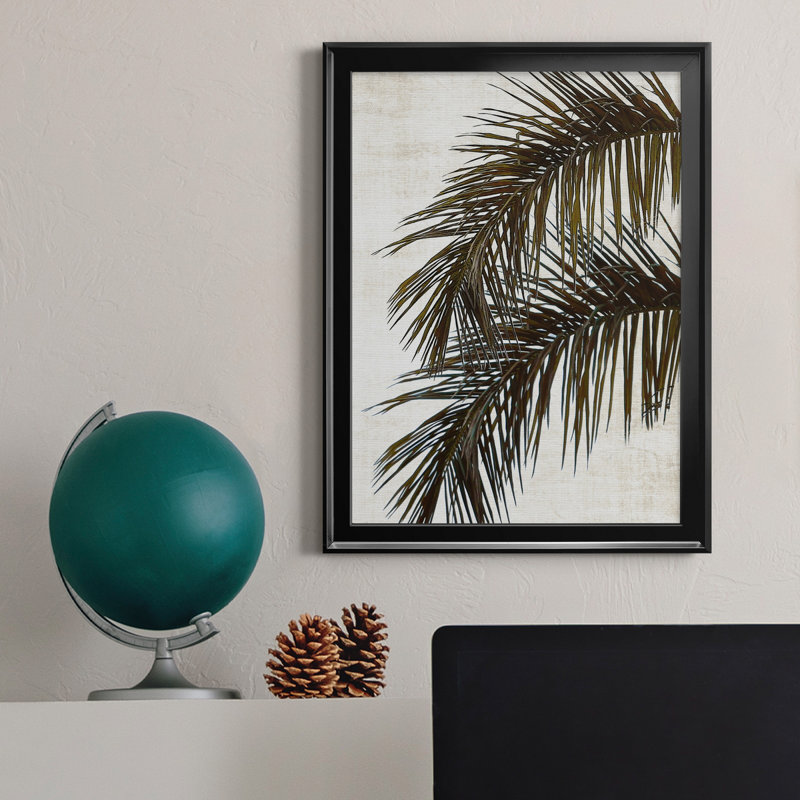 Palm II - peinture sur toile encadrée, Cadre noir, H 18,5 po x l 24,5 po x P 1,5 po