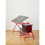 Table à dessin avec tabouret en rouge vermillon - espace de travail spacieux, 3 tiroirs de rangement, inclinaison réglable de 75 degrés, structure stable et rangement de tiroir non tissé, fabrication de bureau