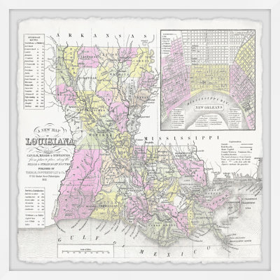 «Louisiana Outline Map», impression encadrée