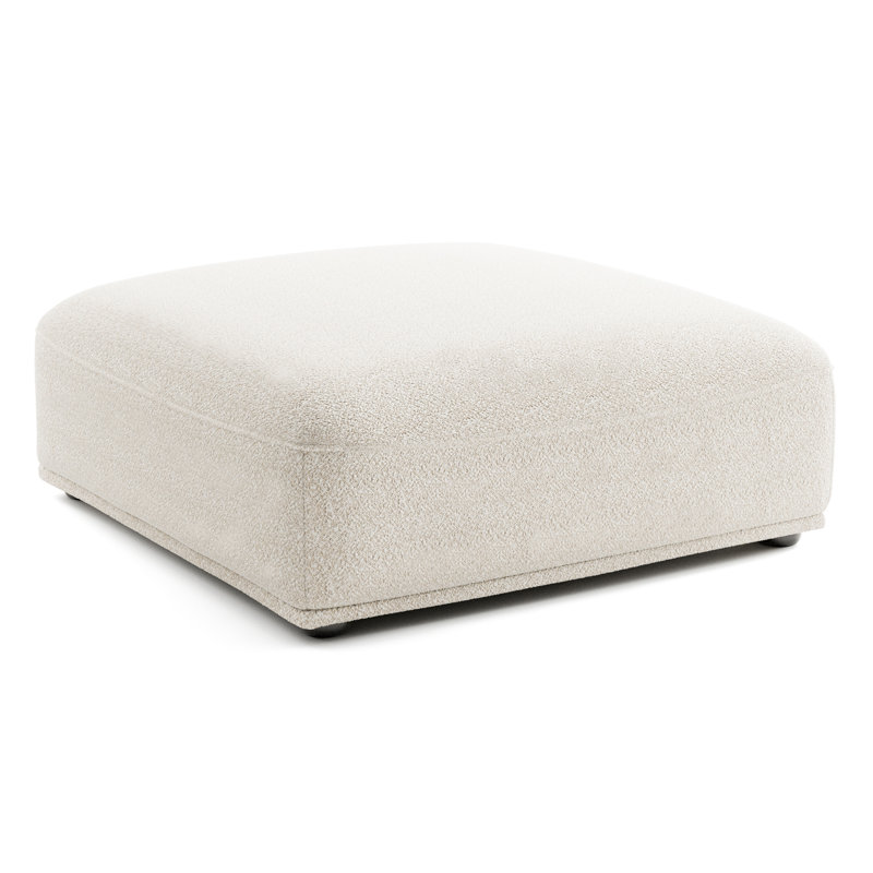Aukeem Upholstered Square Ottoman, Beige Boucle