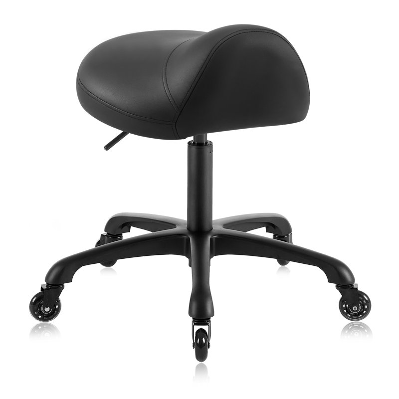 Tabouret à roulettes pivotant pneumatique ergonomique et robuste avec siège extra large Latitude Run®, Noir, noir, noir, noir