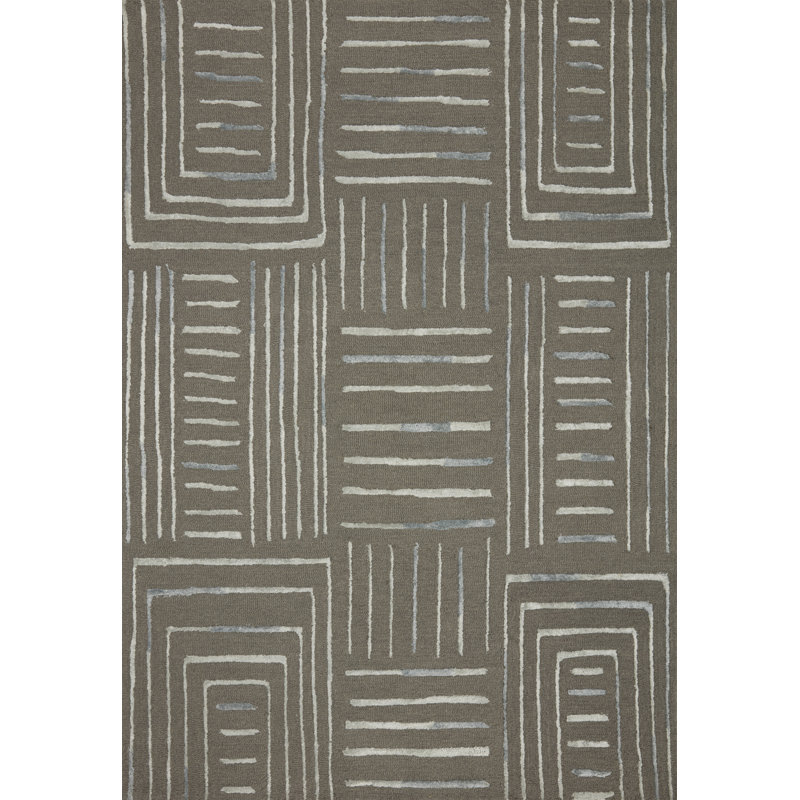 Dellon Hand Tufted Wool Geometric Indoor Rug, Rectangle 9'3" x 13'
