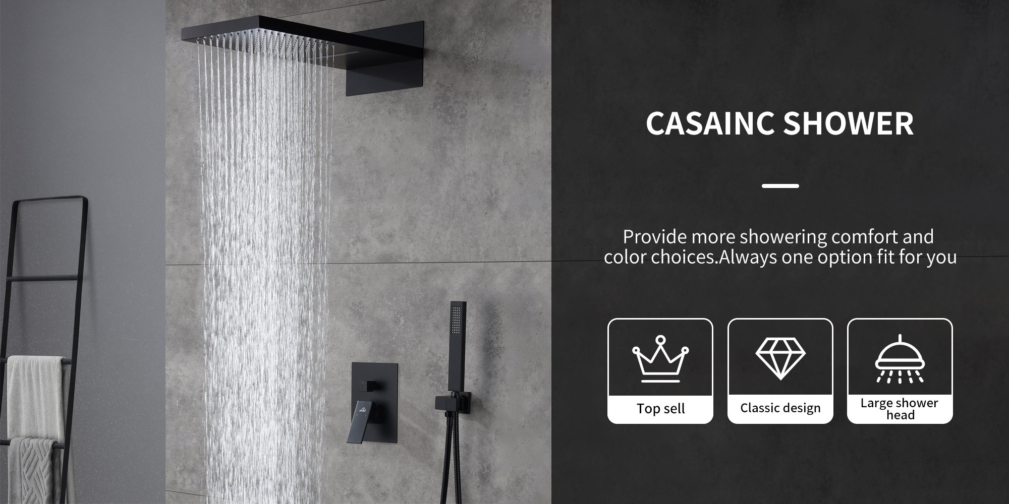 CASAINC Cascade Bliss Luxury Complete Shower System with Rough-in Valve ...