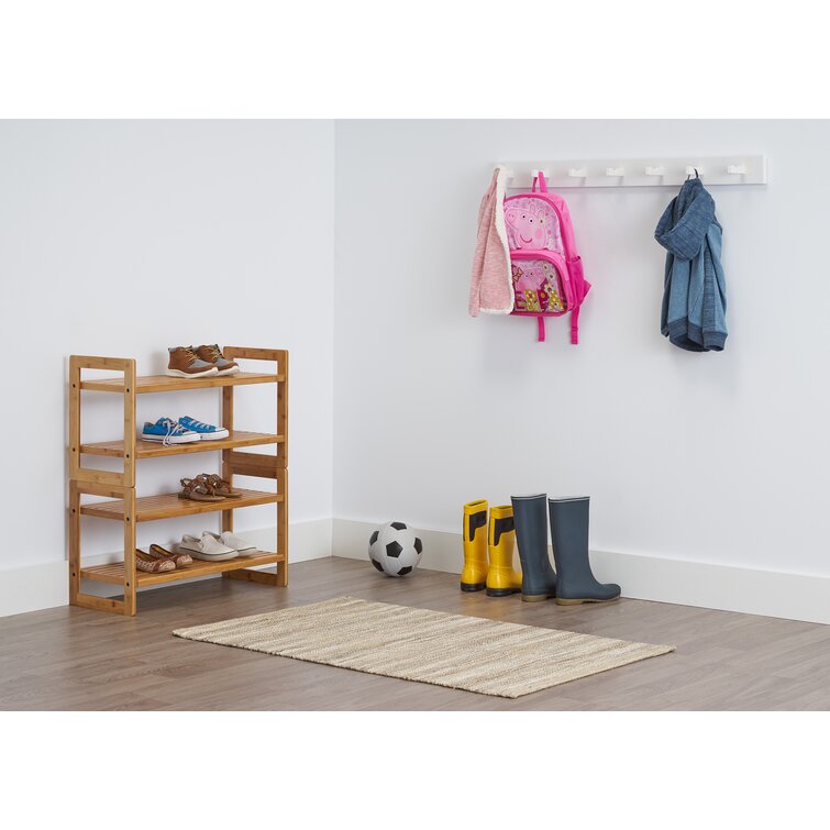 12 Pair Stackable Solid Wood Shoe Rack