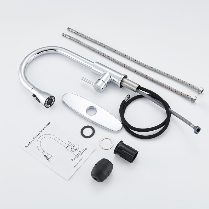 Single Handle Pull Down Sprayer Kitchen Faucet High Arc Stainless Steel Faucet with 3-Function Sprayer, Chrome