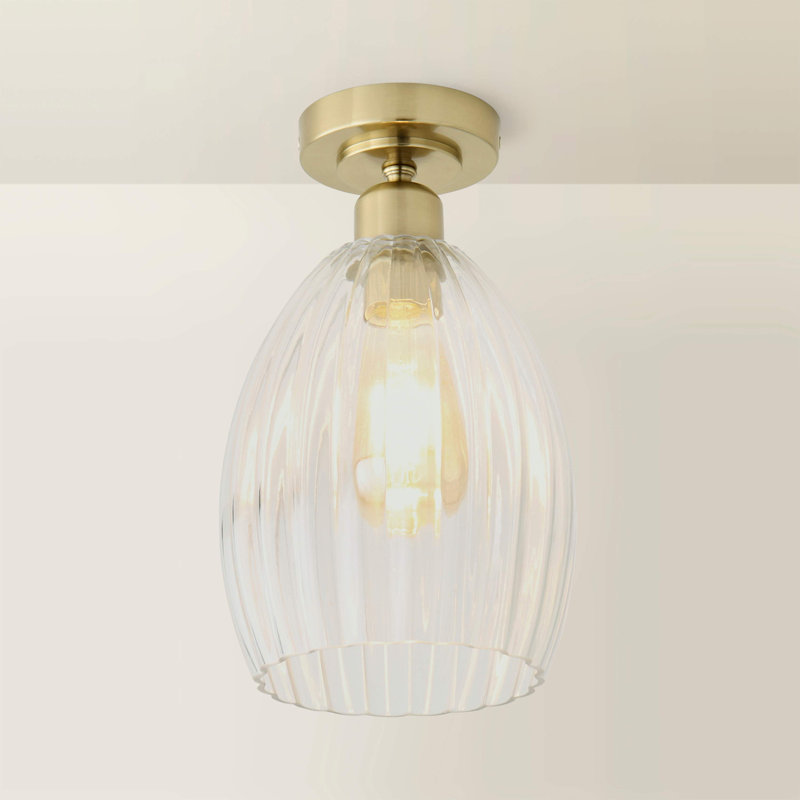 Glass Flush Mount, Brushed Gold