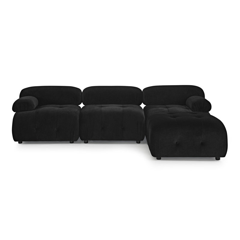 Modular Sectional Sofa, Button Tufted Designed And DIY Combination, L Shaped Couch With Reversible Ottoman, Black Velvet