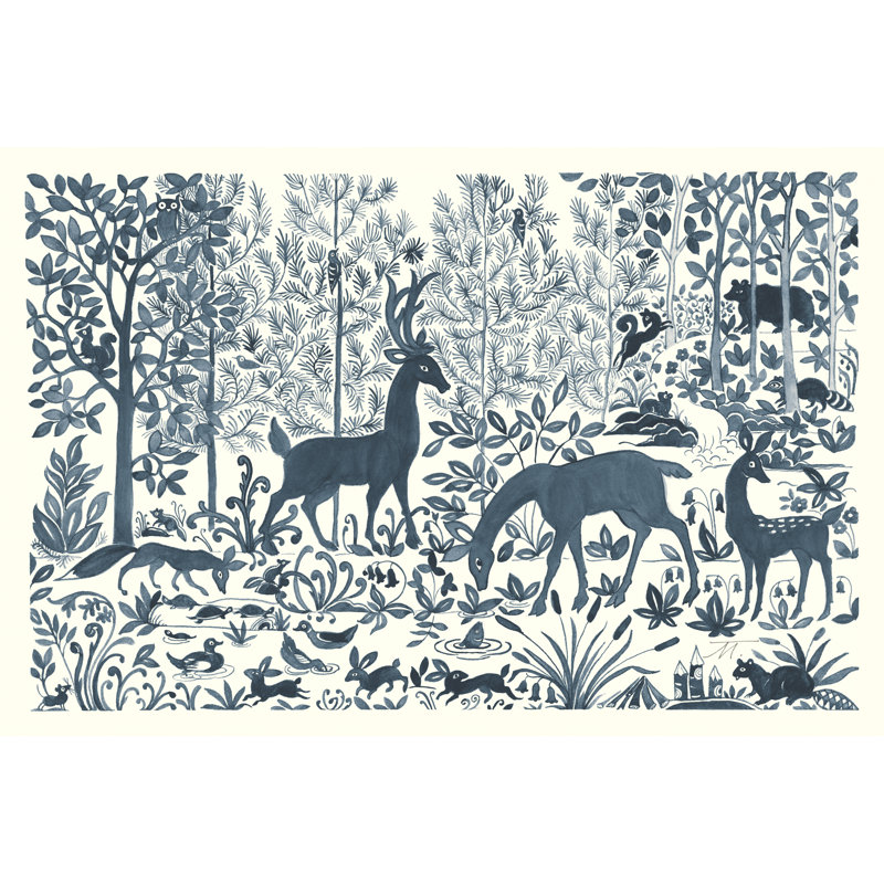 «Forest Life I» par Miranda Thomas - peinture sur toile, H 24 po x l 36 po x P 1,25 po, Toile tendue